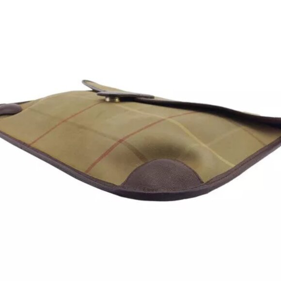 BURBERRY Clutch Bag Check Khaki Canvas x Leather Authentic Used - Picture 3 of 8